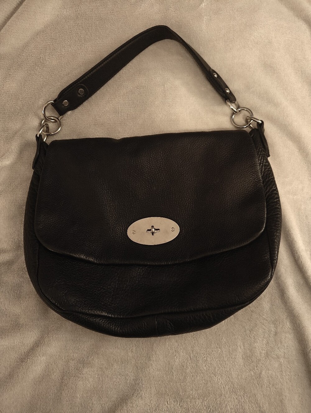 Roots Black Pebbled Leather Shoulder Hobo Bag Boho Y2K Made in Canada
